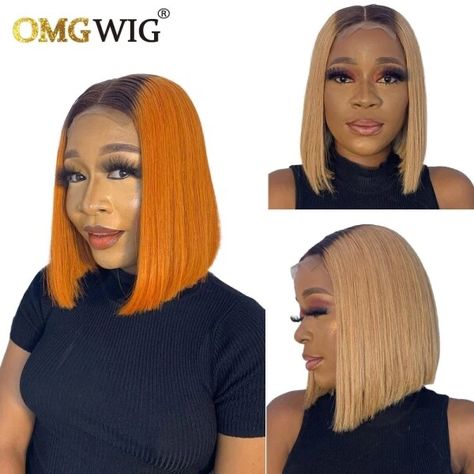 Just found this amazing item on AliExpress. Check it out! $47.00 50％ Off | Ombre Orange Short Bob Wigs For Women Honey Blonde Human Hair Lace Front Wigs 4X4 Closure Wig Blunt Cut Bone Straight T Part Wig 4x4 Closure Wig, T Part Wig, Human Hair Lace Front Wigs, Hair Lace Front Wigs, Straight Bob, Orange Shorts, Short Bob Wigs, Front Lace Wigs Human Hair, Closure Wig