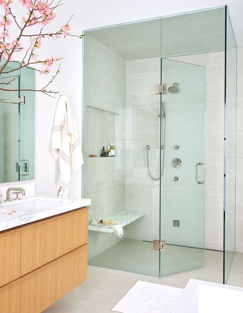 Browse beautiful modern and traditional bathrooms with stunning shower ideas for your next reno. Tranquil Bathroom, Spa Like Bathrooms, Mold In Bathroom, Traditional Bathrooms, Spa Prices, Bathroom Oasis, Spa Like Bathroom, Marble Bathroom, Bathroom Renos