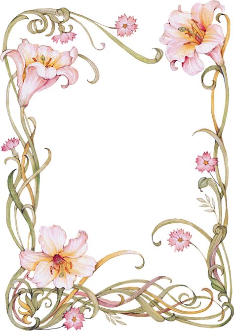 Stary Papier, Floral Rosa, Borders And Frames, Borders For Paper, China Painting, Flower Border, Illuminated Manuscript, Paper Frames, Vintage Labels