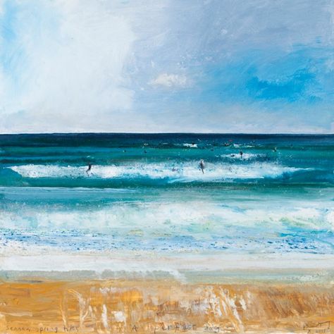 Kurt Jackson; Obsession - following the Surfer • Surfers Against Sewage Sea Scapes Paintings, Kurt Jackson, Abstract Painting Landscape, Landscape Abstract Painting, Ocean Landscape Painting, Sea Scape, Cornish Coast, Landscape Abstract, Ocean Landscape