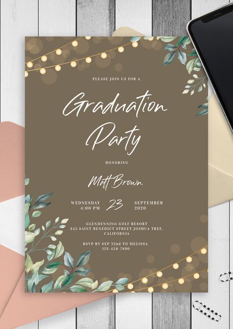 Graduation Invitation Ideas, Farewell Invitation Card, Simple Invitations, Graduation Invitation Design, Budgeting Template, Chic Background, Month Template, Farewell Party Invitations, Graduation Invitation Cards