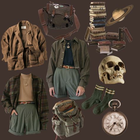 Gnomecore Outfit Men, Forest Acedamia Outfits, Woods Aesthetic Outfit, Farmcore Outfit Male, Goblin Core Male Outfits, Men’s Cottage Core Fashion, Goblincore Aesthetic Outfits Male, Paleontology Aesthetic Outfit, Forestcore Outfit Men