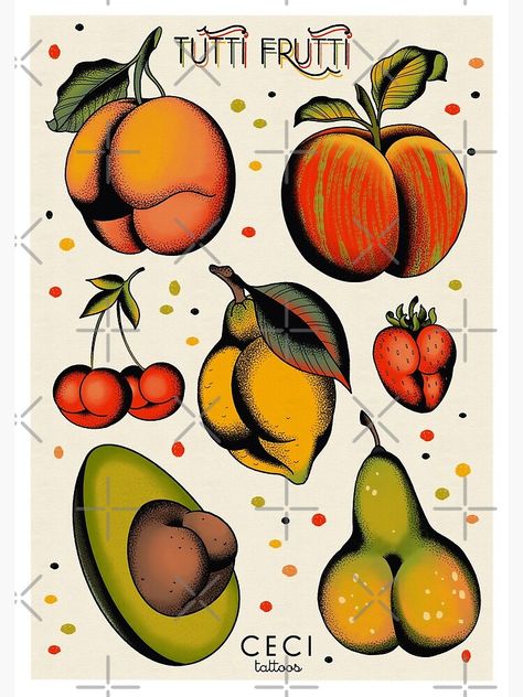 Fruits Tattoo, Fruit Art Drawings, Fruit Tattoo, Fruits Drawing, Flash Tattoo Designs, Queer Art, Painting Art Lesson, Tattoo Flash Art, Mini Drawings