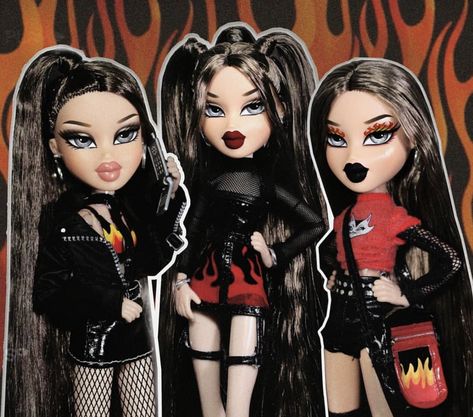 Brats.galaxy #aesthetic #bratz #fashion #flame #streetstyle #grunge #outfit #bratzdoll #bratzdolls Bratz Doll Halloween, Bratz Doll Halloween Costume, Bratz Doll Makeup, Black Bratz Doll, Bratz Doll Outfits, Brat Doll, Doll Halloween Costume, Bratz Girls, Doll Aesthetic