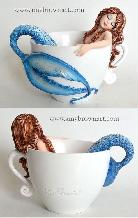 A Mermaid in a Tea Cup Amy Brown Art, Amy Brown Fairies, Brown Fairy, Kristina Webb, Amy Brown, Mermaid Dreams, Mermaids And Mermen, Mermaid Life, Mermaid Art