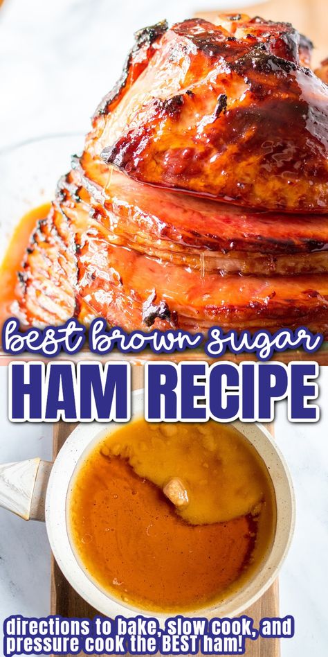 Learn how to cook a ham and how to make glaze for ham. This ham glaze recipe is the perfect Easter or Christmas ham with instructions for the crock pot, instant pot and oven. Arizona Recipes, Brown Sugar Ham Glaze, Bourbon Ham, Sugar Ham Glaze, Brown Sugar Glazed Ham, Cooking Spiral Ham, Precooked Ham, Sugar Ham, Pig Meat