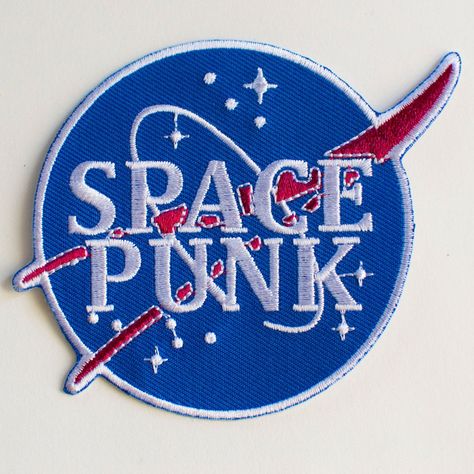 Space Punk Embroidered Patch - NASA style - Iron on - Nasa Punk, Punk Graphic Design, Space Punk, Battle Jackets, Space Patch, Space Tee, Tee Ideas, Punk Pins, Punk Patches