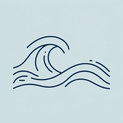 Whisper of Waves Canvas Simple Wave Design, Wave Drawing Simple, Drawing Of Waves, Water Line Drawing, Cool Line Drawings, Ocean Waves Drawing, Wave Design Pattern, Wave Line Drawing, Waves Line Art