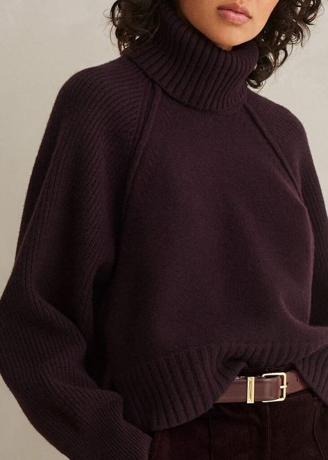 Merino Cashmere Crop Sweater + Snood Deep Cabernet Ss24 Fashion, Fashion Me, Stylish Blazer, Kick Flare Jeans, Cashmere Color, Womenswear Fashion, Cashmere Yarn, Blazer Designs, Maxi Shirt Dress