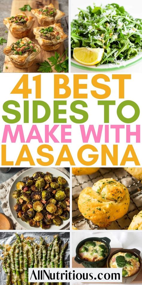 You can easily take your lasagna dinners to a whole new level when you check out these best sides for lasagna. These lasagna side dishes are delicious and flavorful. Try these lasagna sides and enjoy more delicious italian dinners with your family. Sides With Lasagna Ideas, Lasagna Dinner Sides Dishes, Side For Italian Meal, Lasagna Dinner Menu Ideas, Salad With Lasagna Side, Lasagna Christmas Dinner Sides, Italian Side Dishes For Lasagna, Lasagna Menu For Party, Salad To Pair With Lasagna