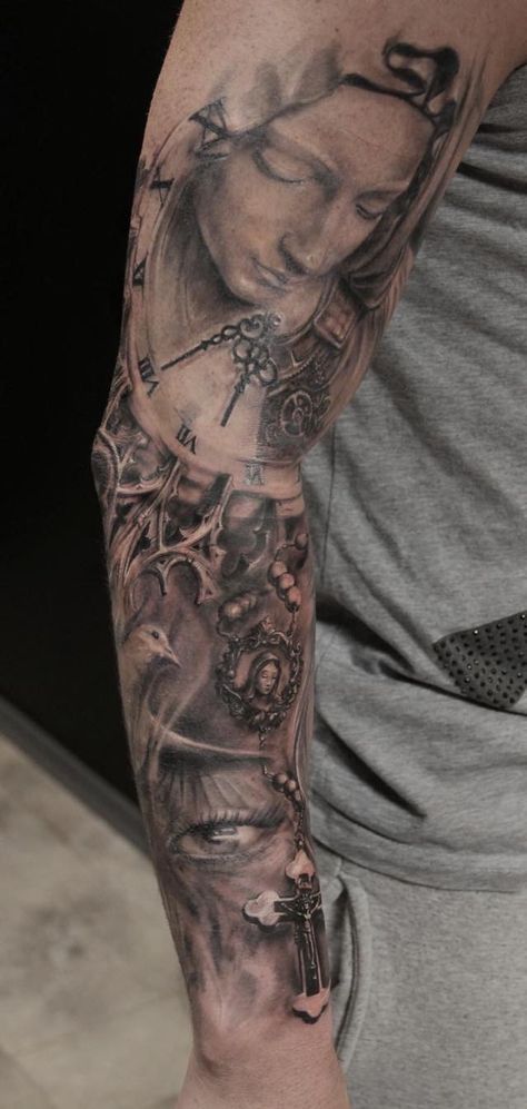 Amazing full sleevetattoo Tattoo full inked tattooideasforman Religiös#catholic#Sacred Pieta Maria Holy Mary Virgin Mary Maria Tattoo, Mary Virgin, Virgin Mary Tattoo, Mary Tattoo, Skull Sleeve Tattoos, Skull Sleeve, Jesus Tattoo, Religious Tattoos, Full Sleeve Tattoos