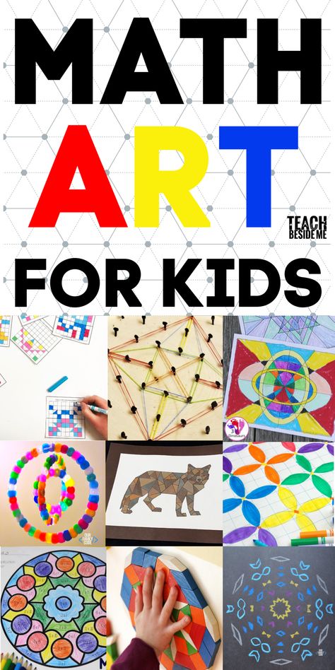 Math art projects for kids -integrating math and art #math #mathart #geometry #art Math Art Projects For Kids, Math Art Projects, Drawing Games For Kids, Steam Art, Arts Integration, Symmetry Art, Art Projects For Kids, Unit Studies, Math Projects