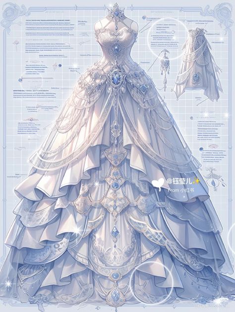 Manhwa Dresses, Vestidos Anime, Fairytale Gown, Dreamy Gowns, Dress Design Drawing, Fantasy Dresses, Fashion Drawing Dresses, Dress Design Sketches, Princess Ball Gowns