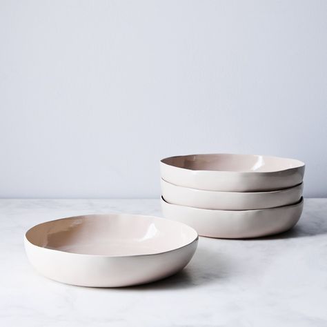 This Ceramic Dishware Is Affordable and Gorgeous | Epicurious Aesthetic Plates And Bowls, Aesthetic Plates, Kitchen Crockery, Ceramic Dishware, Organic Ceramics, Pasta Bowl Set, Dinner Bowls, Kitchen Ware, Slab Pottery