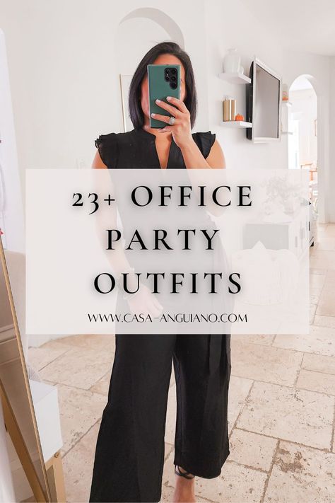 Not sure what to wear to an office party? Here are 25 holiday party outfits you're going to love. Fundraiser Outfit Classy Spring, Informal Cocktail Outfit, Corporate Summer Party Outfit, Casual Awards Outfit, Smart Casual Cocktail Outfit, Business Semi Formal Women, Casual Award Ceremony Outfit, Casual Business Party Outfit, Outfit Ideas Cocktail Party