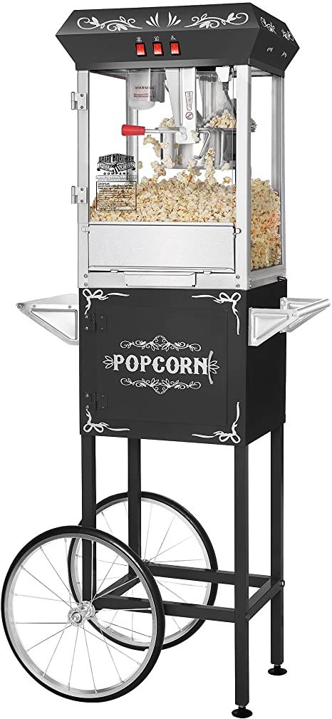 Great Northern Popcorn Black 8 oz. Ounce Foundation Vintage Style Popcorn Machine and Cart Hot Popcorn, Popcorn Cart, Perfect Popcorn, Popcorn Makers, Best Popcorn, Popcorn Kernels, Popcorn Popper, Popcorn Bucket, Popcorn Bags