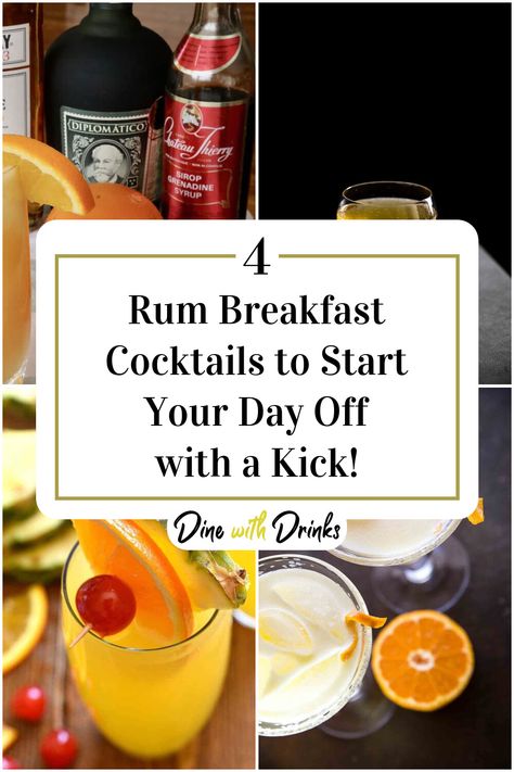 Collage of 4 rum breakfast cocktails. Boozy Breakfast, Breakfast Cocktails, Hosting Brunch, Good Rum, Rum Recipes, Cocktail Photography, Rum Cocktails, Tropical Twist, Rum Drinks