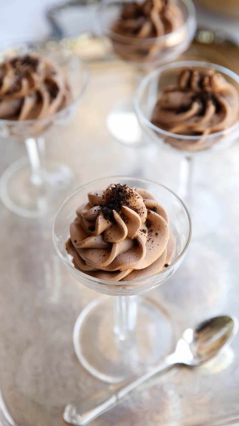 No-Bake Chocolate Mousse Recipe - Entertaining with Beth Eggless Mousse, Eggless Chocolate Mousse, Ice Cream Sandwich Dessert, Amaretti Cookie Recipe, Entertaining With Beth, Mousse Recipes Easy, Chocolate Peanut Butter Recipes, Easy Chocolate Mousse, Mousse Cake Recipe