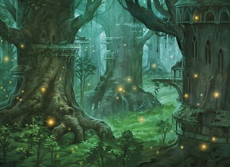 Imgur Concept Art Landscape, Forest Village, Forest City, Fantasy Forest, Fantasy City, Samana, Fantasy Setting, Fantasy Places, Tree Illustration