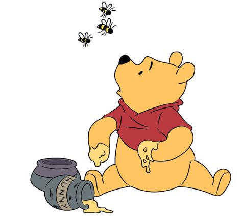 Winnie The Pooh - <3 Pooh With Honey, Clip Art Disney, Winnie The Pooh Png, Disney Birthday Card, Vector Library, Disney Themed Classroom, Winnie The Pooh Drawing, Disney Sleeve, Winnie The Pooh Honey