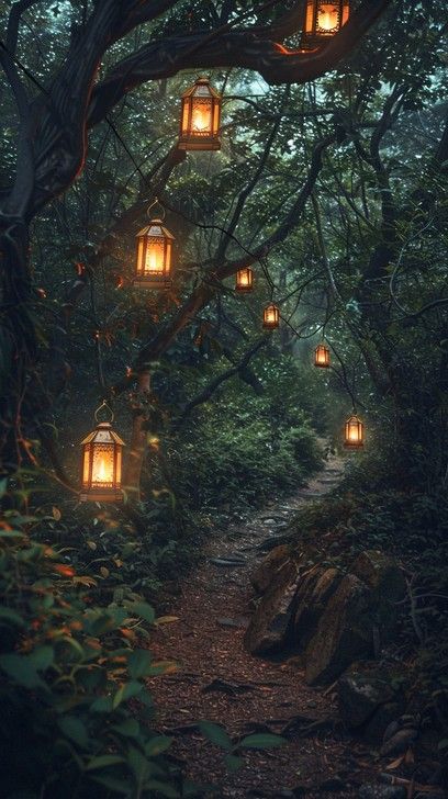 Fairytale Place Aesthetic, Cottage In The Forest Aesthetic, Lantern In Forest, Mystic Shop Aesthetic, Dark Enchanted Forest Aesthetic, Forest Path Aesthetic, Moody Forest Aesthetic, Dark Garden Aesthetic, Forest Greenhouse