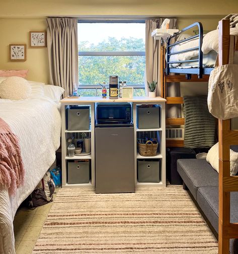 Purdue dorm inspiration; bed room decor ideas #sagegreen #college #dorm #dormdecor Purdue Dorm Room, Bgsu Dorm Room Ideas, Purdue Dorm Room Ideas, Double As A Single Dorm Room, Dorm Room Set Up Layout For Two, Dorm Room Ideas Layout, Dorm Room Ideas Purple, Dorm Room Single, Dorm Set Up Layout