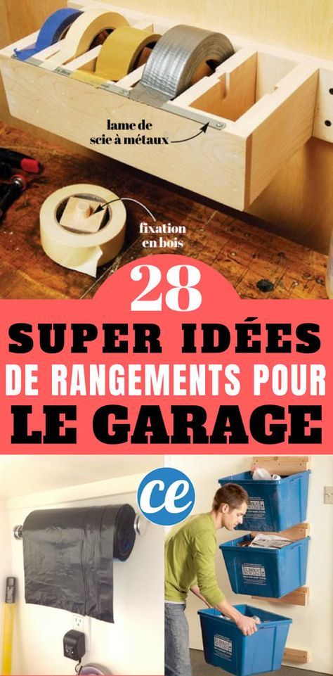 28 Super Idées de Rangement Pour le Garage. Ne Ratez Pas la N°25 ! Best Garage Shelving, Diy Garage Storage, Garage Makeover, Garage Shelving, Garage Storage Organization, Man Cave Garage, Outdoor Quotes, Garage House, Diy Garage