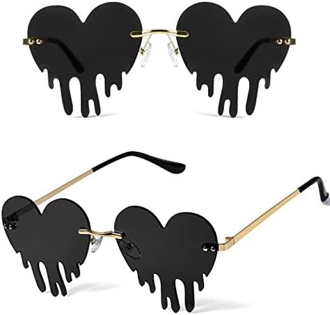 Add some fun and quirkiness to your festival or rave outfit with these drippy heart-shaped sunglasses. The melting heart drip design is perfect for those who want to stand out in the crowd. Suitable for anyone, these sunglasses are a must-have accessory for any music festival or rave. Drip Sunglasses, Drippy Heart, Festival Glasses, Melting Heart, Drip Design, Cute Sunglasses, Shaped Sunglasses, Rave Outfit, Heart Shaped Sunglasses