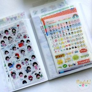 10 Ways to Organize your Planner Stickers - Sticker storage in a dollar store photo album ## Sticker Storage Ideas Organizing, Sticker Storage Ideas, Planner Sticker Storage, Stickers Storage, Sticker Organizer, Planner Storage, Scrapbook Storage, Sticker Organization, Scrapbook Organization