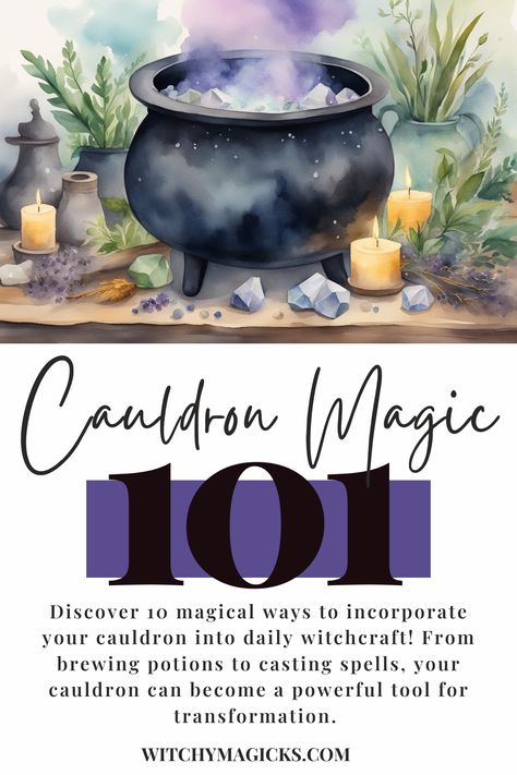 Discover 10 magical ways to incorporate your cauldron into daily witchcraft! From brewing potions to casting spells, your cauldron can become a powerful tool for transformation. Learn practical tips, creative ideas, and ancient traditions to boost your magical practice. Perfect for witches of all levels. Tap into your cauldron's full potential today! #Witchcraft #CauldronMagic #Spells #Magick #Wicca #WitchyLife Cauldron Witchcraft, Witchcraft Resources, Cauldron Magic, Daily Witchcraft, Witches Grimoire, Sacred Space Altar, Spells That Actually Work, Casting Spells, Teen Witch