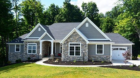 Home Plan HOMEPW75661 - 2449 Square Foot, 3 Bedroom 2 Bathroom + French Country Home with 3 Garage Bays | Homeplans.com 1890 House, Kitchens With Two Islands, Small Lake Houses, Bathroom French Country, Brick Ideas, Ranch House Plan, Haus Am See, Lake House Plans, European House