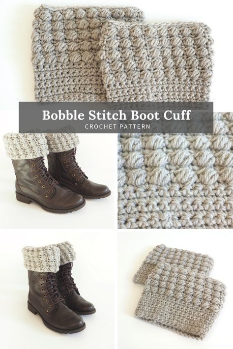 FREE CROCHET PATTERN: Bobble Stitch Boot Cuff -  You can get this luxurious yarn and a digital pdf pattern here. Every kit comes with all the skeins you’ll need to complete this project.  CLICK THE PATTERN NOW! #warmer #booties #crochetlove #crochetpattern #creamofthecrop