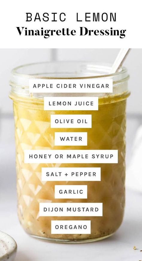 Lemon Vinaigrette Dressing, Homemade Dressings, Salad Dressing Recipes Healthy, Resep Salad, Salad Dressing Recipes Homemade, Vinegar Dressing, Lemon Vinaigrette, Homemade Salads, Vinaigrette Dressing