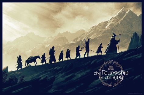 Fellowship Of The Ring Silhouette, Fellowship Silhouette, Matt Ferguson, Bookmarks Ideas, Ideas Cuadros, Rings Tattoo, Lord Of The Rings Tattoo, Alex Pardee, The Fellowship Of The Ring