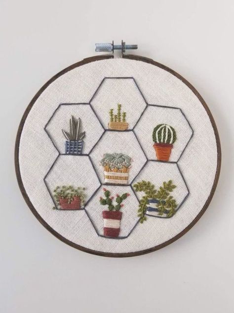 Embroidery Succulent, Succulent Embroidery, Minimalist Embroidery, Plant Cactus, Apartment Dorm, Ideas Embroidery, Hand Embroidery Kit, Hand Work Embroidery, Hand Embroidery Projects