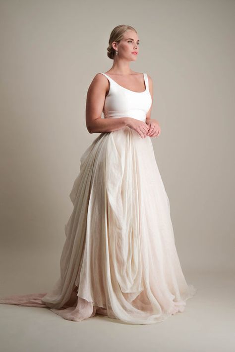 Bridal Skirt Overlay, Tulle Bridal Skirt, Wedding Dress Chiffon Skirt, Two Toned Wedding Dress, Linen Bridal Dress, Skirt And Top Wedding Dress, Top And Skirt Wedding Dress, Bridal Skirt And Top, Wedding Skirt And Top