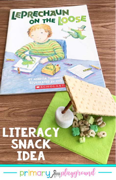 Literacy Snack Idea Leprechaun + Free Printable - Primary Playground Primary Playground, Preschool Cooking, St Patricks Day Crafts For Kids, March Activities, Book Exchange, Preschool Snacks, Spring Fun, St Patrick's Day Crafts, St Pattys Day