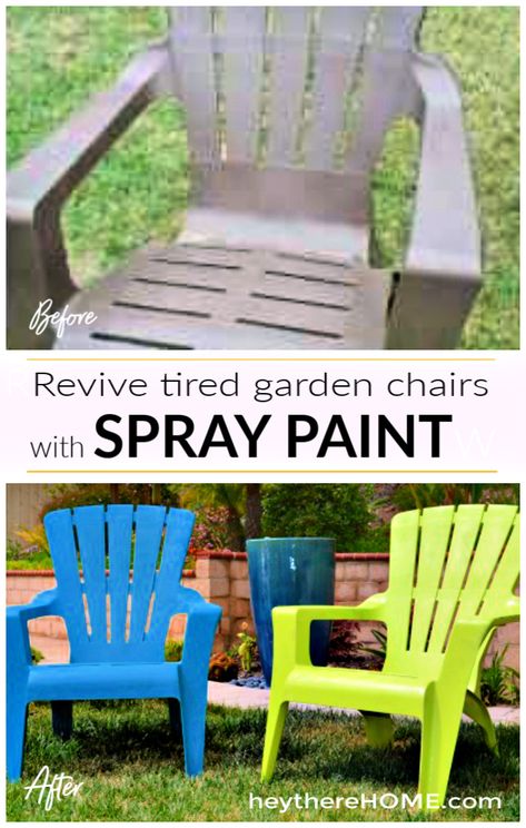 Here's what happened when I spray painted my plastic outdoor furniture  #outdoordecor #paintingtips #outdoorfurniture #DIYprojects Painting Plastic Furniture, Spray Painting Outdoor Furniture, Painting Plastic Chairs, Outdoor Plastic Chairs, Plastic Garden Chairs, Plastic Patio Furniture, Plastic Garden Furniture, Patio Paradise, Plastic Outdoor Furniture