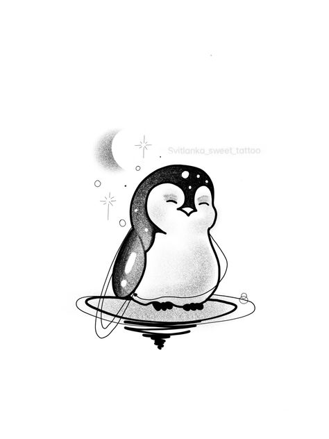 Cartoon Penguin Tattoo, Penguin Tattoo Small, Small Penguin Tattoo, Simple Penguin Tattoo, Penguin Tattoo Design, Penguin Tattoo Ideas, Penguin Tattoos, Penguin Sketch, Cartoon Tattoo Ideas