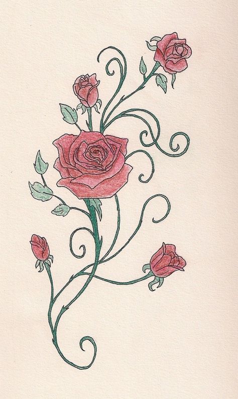 http://tattoomagz.com/rose-vine-tattoo-designs/rose-vine-with-pastels-by-aquily-on-deviantart/ Vine Rose Tattoo, Flower Vines Drawings, Rose Tattoo Drawing, Rose Bud Tattoo, Rose Vine Tattoos, Flower Vine Tattoos, Pastel Tattoo, Yellow Rose Tattoos, Pug Tattoo