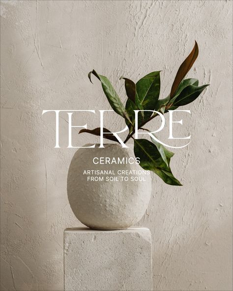 Introducing Terre. A natural, hancrafted ceramic brand 🤍 At Designs by Gabi, we create bespoke, delightful, memorable visual identity designs that truly represent your business values and connect with high-end customers. If you're ready to LEVEL UP inquiry from the link in bio! Let's create a brand identity you'll be proud of! . . . #ceramics #handmadeceramics #pottery #interiordesign #ceramicsart #homewearstyle #wabisabi #minimalistinterior #ceramiclife #potterylife #ceramicstudio #luxu... Ceramic Branding, Pottery Branding, Ceramic Logo, Pottery Brand, Surrealism Fashion, Business Values, Nature Logo Design, Minimalist Font, Create A Brand