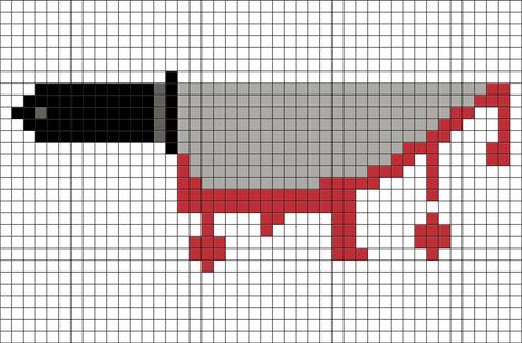 Bloody Knife Pixel Art from BrikBook.com #Bloody #Knife #Scary #Halloween #pixel #pixelart #8bit Shop more designs at http://www.brikbook.com Knife Cross Stitch, Horror Pixel Art Grid, Knife Pixel Art, Scary Pixel Art, Horror Pixel Art, Pixel Art Horror, Pixel Art Halloween, Halloween Pixel Art, Horror Cross Stitch