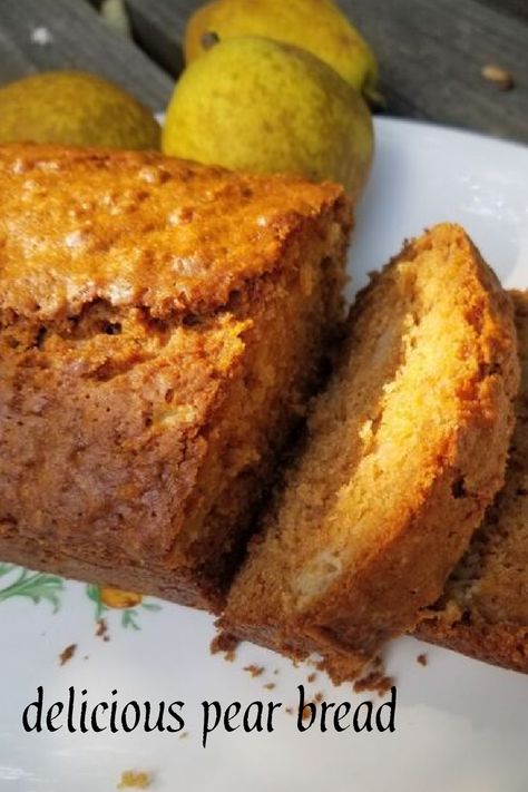 Buttermilk Pear Recipes, Pear Sauce Bread, Pear Quick Bread Recipes, Canned Pear Bread Recipes, Apple Pear Bread, How To Use Up Pears, Fresh Pear Recipes Healthy, Pear Bread Recipes Easy, Pear Cake Recipes Easy