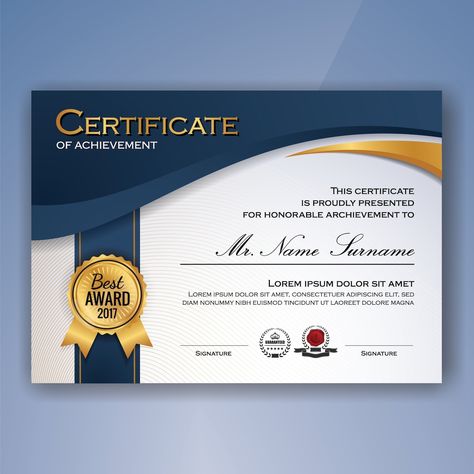 Free Vector | Certificate of achievement template Certificate Design Inspiration, Certificate Layout, Free Printable Certificates, Certificate Of Completion Template, Certificate Of Achievement Template, Blank Certificate, Free Certificate Templates, Award Template, Certificate Background