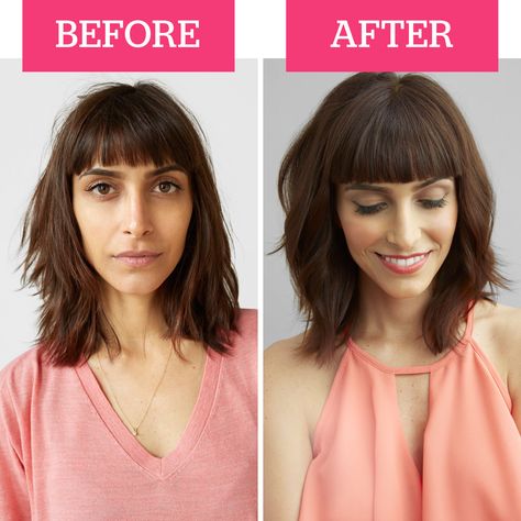 Freshen up your bangs! The trick with bangs is to not put styling products in them; instead, use a blow-dryer on the lowest speed and your fingers to smooth them! Style My Curtain Bangs, Oily Hair Remedies, Second Day Hairstyles, School Hair, Greasy Hair Hairstyles, How To Style Bangs, Hair Remedies, Good Hair Day, One Hair