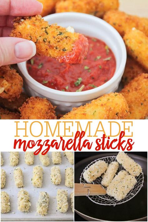 Everyone is obsessed with these ooey gooey homemade mozzarella sticks, breaded with a flavorful coating and fried to a golden perfection. Make them as an appetizer for your next party, but we warned—they'll be the first to disappear. #mozzarellasticks #appetizer #appetizerrecipe #bites Homemade Mozzerella Stick Recipe, Mini Mozzarella Sticks, Pepperoni Mozzarella Sticks, Home Made Mozzarella Cheese, Paddock Ideas, Homemade Mozzarella Sticks, Homemade Mozzarella, Cheap Meal Plans, Cheese Stick