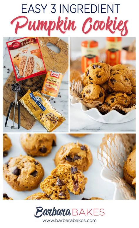 Pumpkin Chocolate Chip Cookies Easy Cake Mixes, Easy Pumpkin Chocolate Chip Cookies, Pumpkin Chocolate Chip Cookies Easy, Three Ingredient Cookies, Pumpkin Cookies Easy, Pumpkin Chip, 3 Ingredient Cookies, I Lost 100 Pounds, Fall Meals