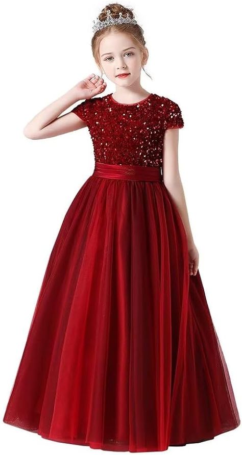 Amazon.com: Pageant Ball Gown for Girls Burgundy Flower Girl Dresses Jr Bridesmaid Dress Puffy Tulle Birthday Party Gowns Burgundy 12: Clothing, Shoes & Jewelry Christmas Gowns For Kids, Birthday Party Dress For Girls Kids, Gowns Dresses For Kids, Velvet Gown For Kids, Kids Designer Dresses For Wedding, Long Gown Dress For Kids, Child Dress Design, Gown For Kids Girl, Girls Gown Design