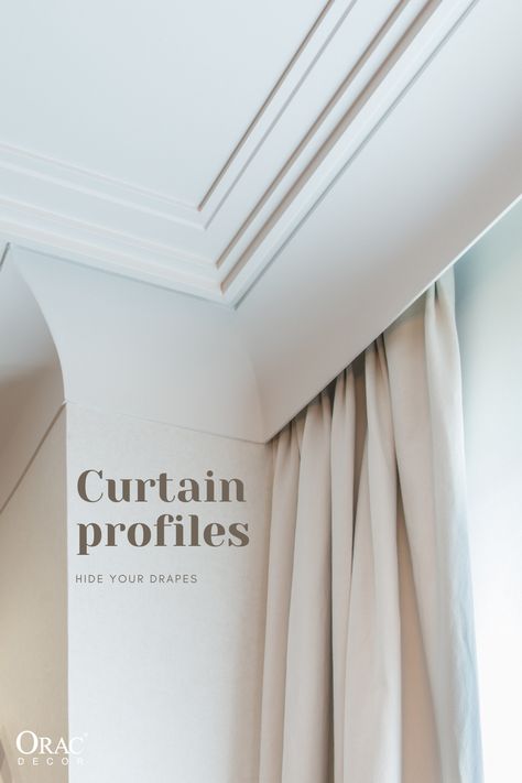 غرفة ملابس, Curtain Ideas, Wall Molding, The Curtain, Curtain Designs, Cornice, Design Case, Beautiful Interiors, Ceiling Design