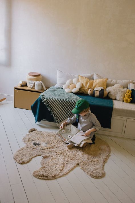 The Bear Animal Rug is perfect for snuggling up, and the favorite addition for any kid's room or playroom and for teddy bear lovers🐻⁠ ⁠ #lorenacanalsrugs #lorenacanals #bear #newrug #kidsdecor #animalrugs Comfortable Reading Nook, Lorena Canals Rugs, Sleepy Bear, Kids Area Rugs, Woodland Nursery Theme, Playful Decor, Animal Rug, Bear Rug, Childrens Rugs